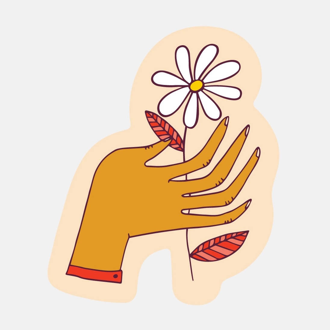 Flower In Hand Sticker – Dots & Loops